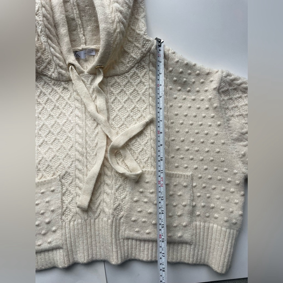 zara Cream Knit Cropped Hoodie sweater small - Picture 6 of 12